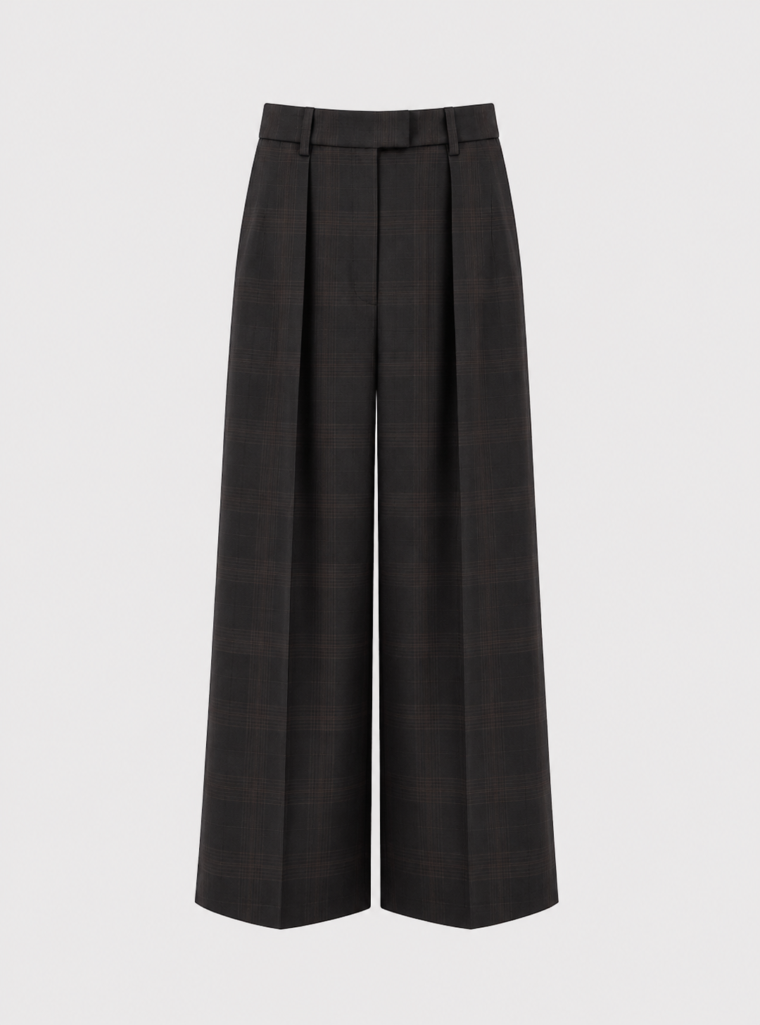 Pantalon évasé en laine froide - Ecossais – vue 1 | Inès m.