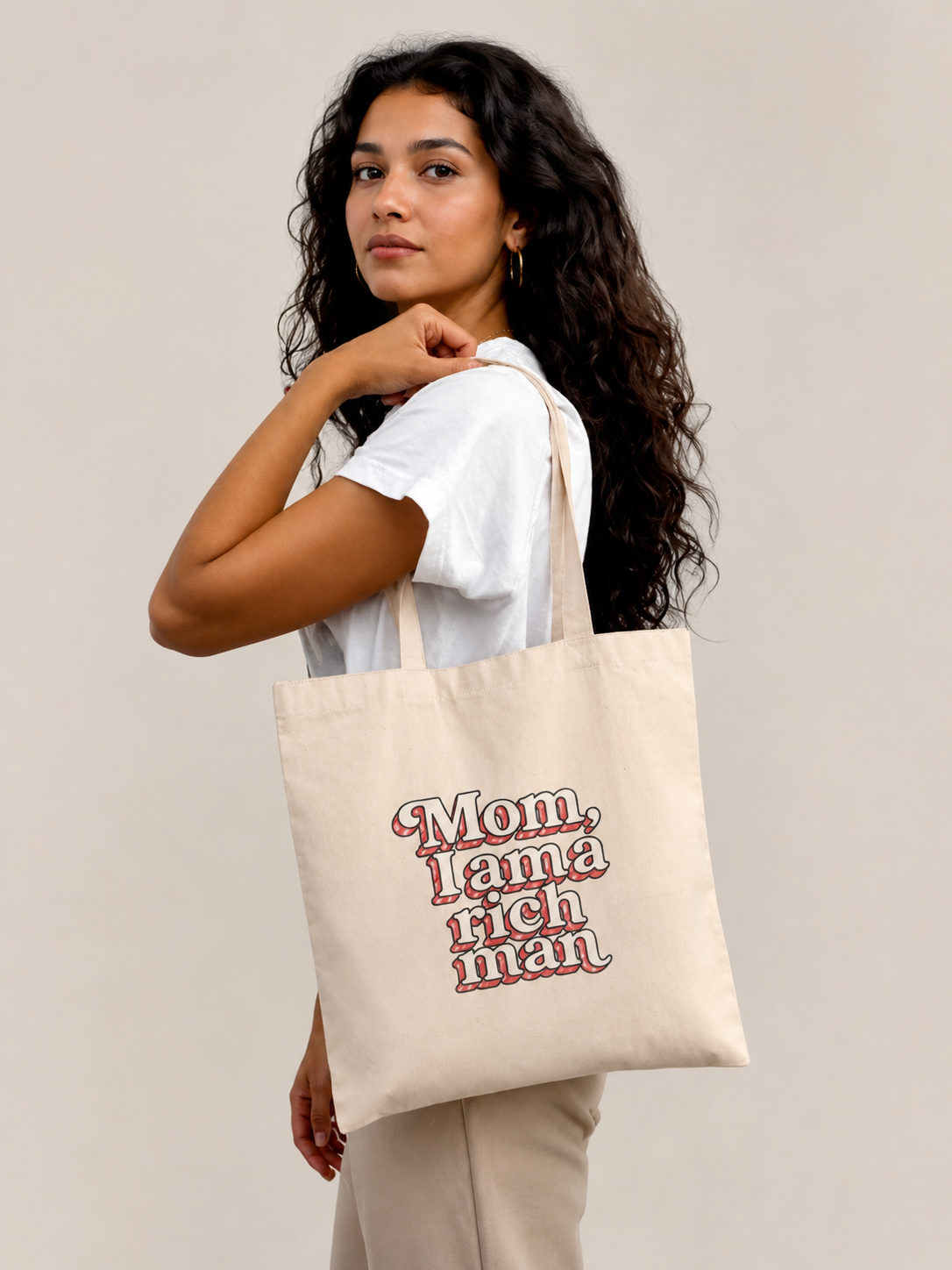 Tote bag "Mom I'm a rich man" – vue 1 | Inès m.