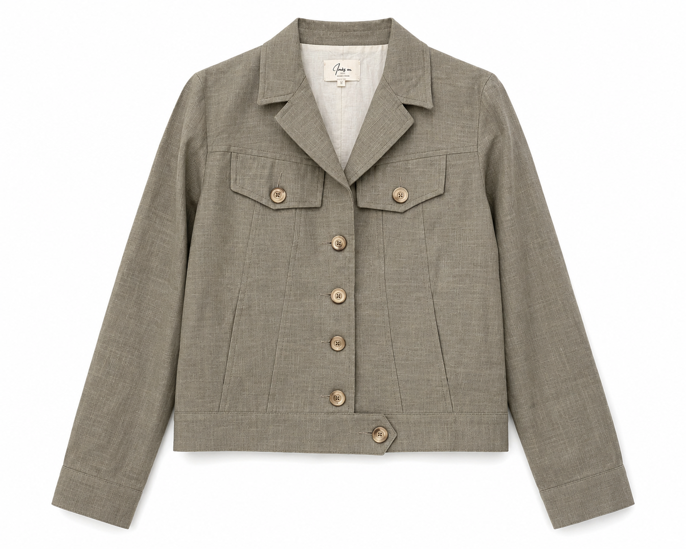 Veste en lin - Kaki – vue 4 | Inès m.