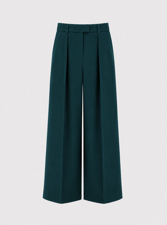 Pantalon évasé en velours - Vert canard – vue 1 | Inès m.