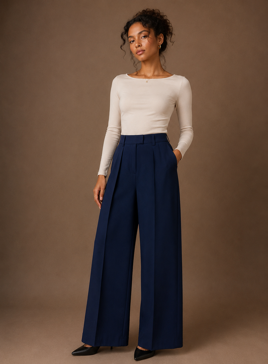 Pantalon évasé en velours - Bleu électrique – vue 1 | Inès m.