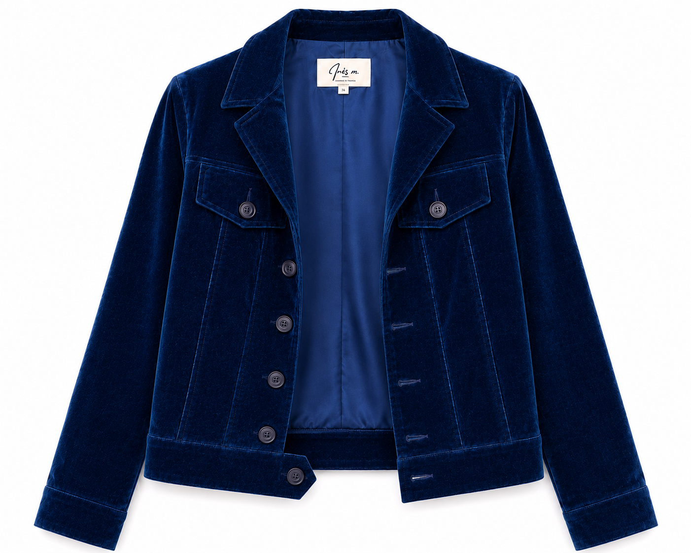 Veste en velours - Bleu nuit – vue 4 | Inès m.
