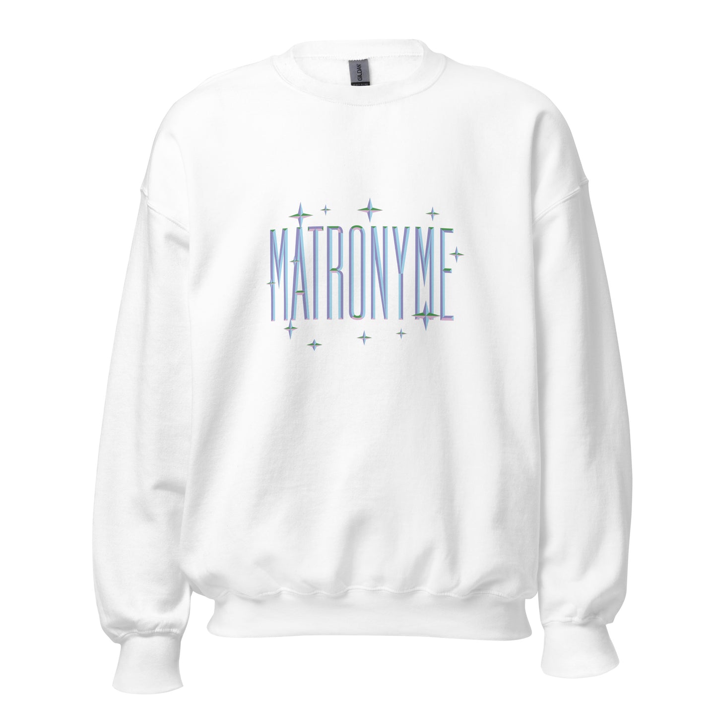 Sweat "Matronyme" bleu blanc – vue de face | Inès m.