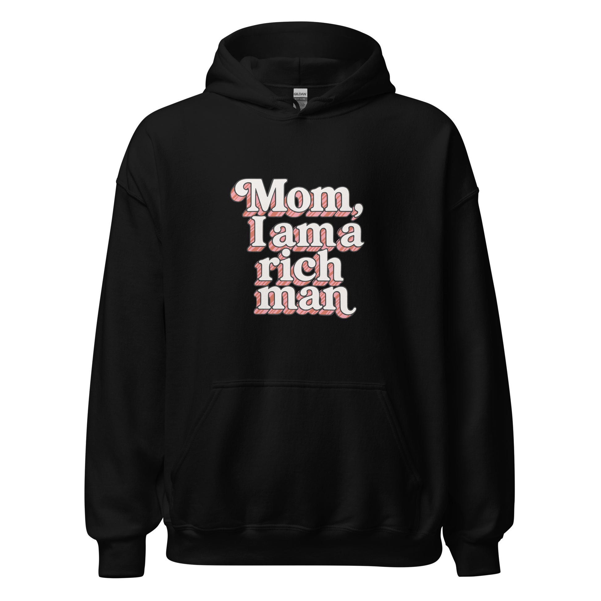 Hoodie "Mom, I'm a rich man" noir – vue de face | Inès m.