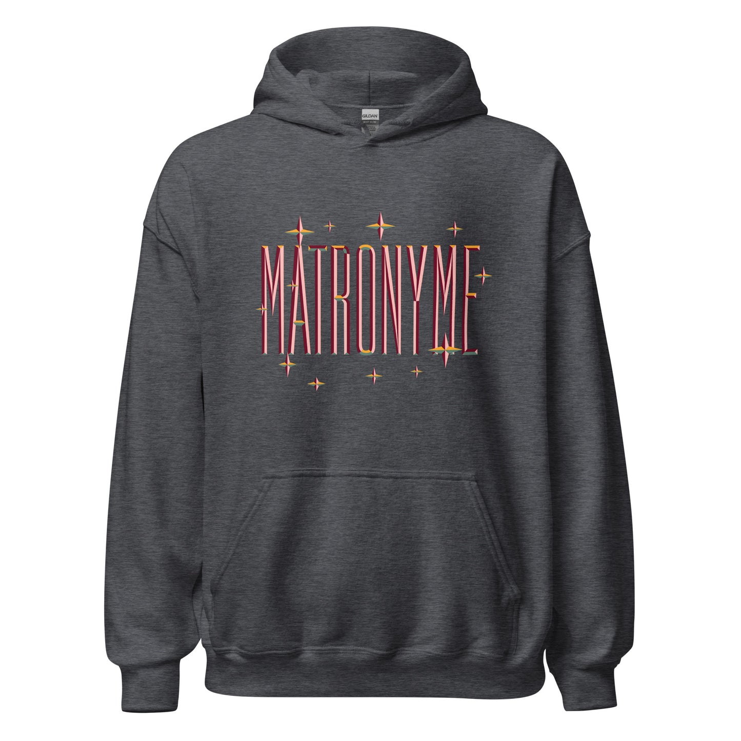 Hoodie "Matronyme" orange gris anthracite – vue de face | Inès m.