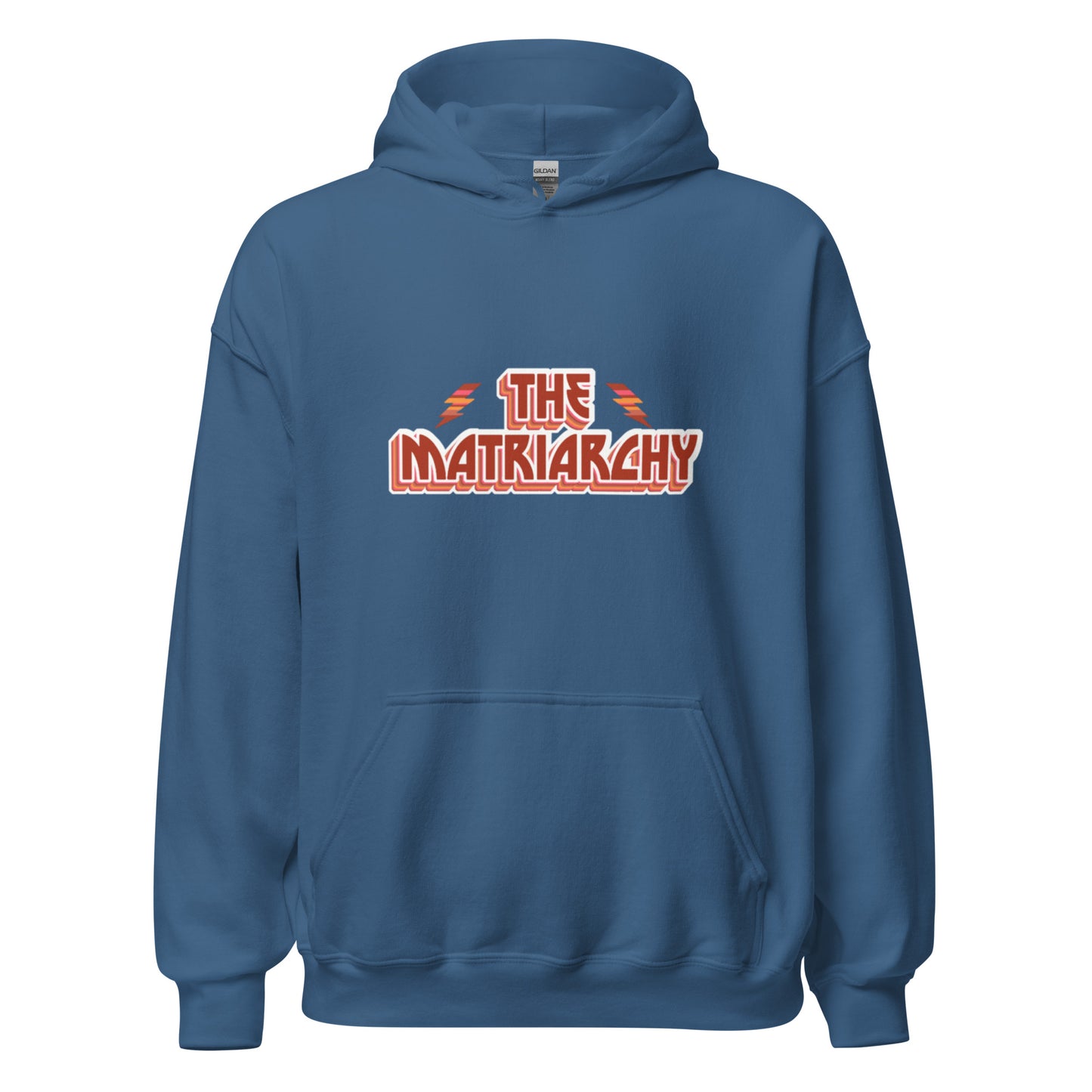 Hoodie "The Matriarchy" bleu indigo – vue de face | Inès m.
