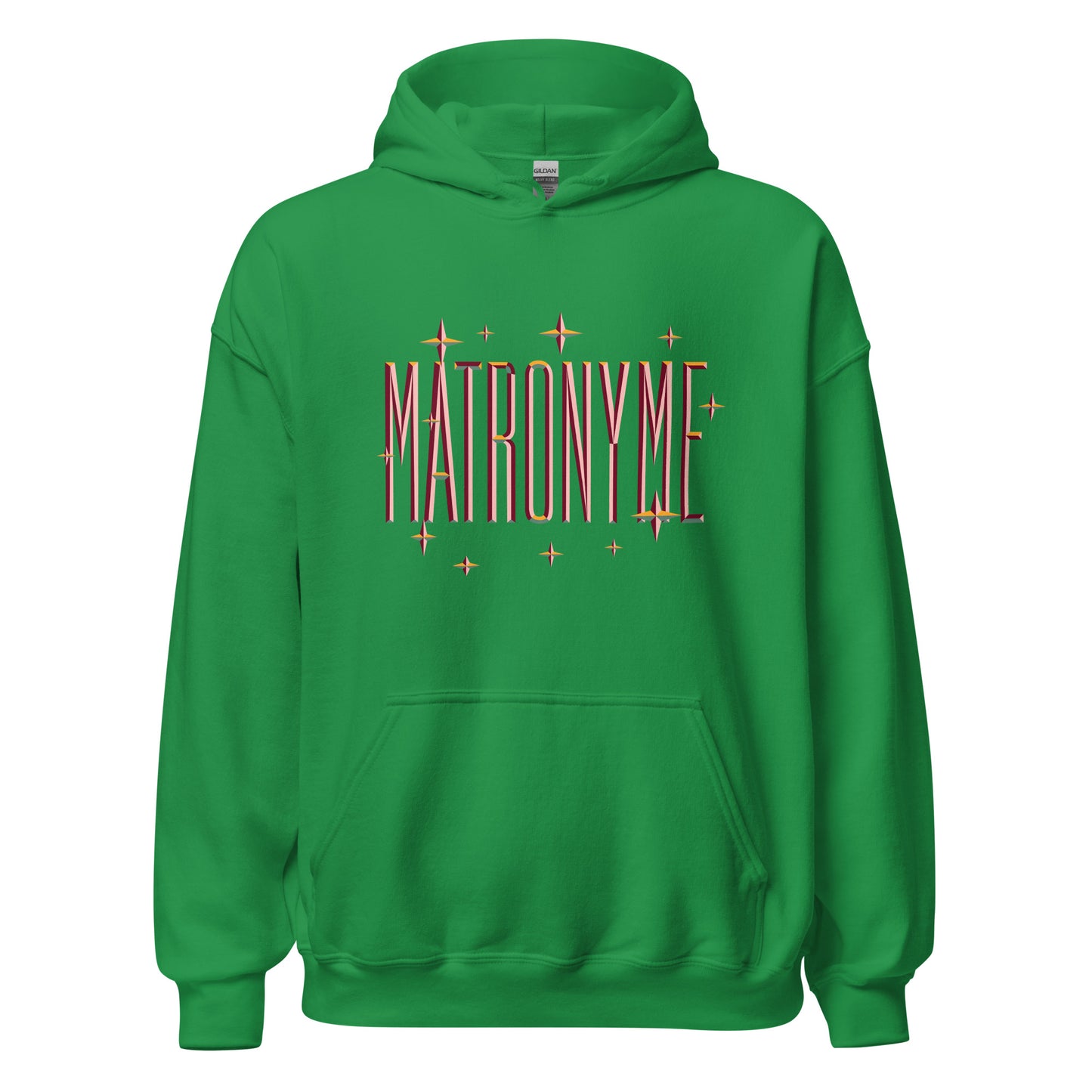 Hoodie "Matronyme" orange coloris présenté – vue de face | Inès m.