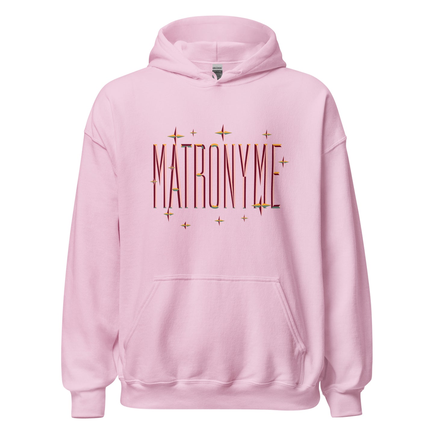 Hoodie "Matronyme" orange rose clair – vue de face | Inès m.
