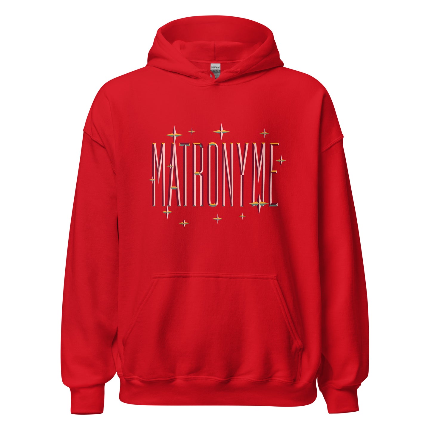 Hoodie "Matronyme" orange coloris présenté – vue de face | Inès m.