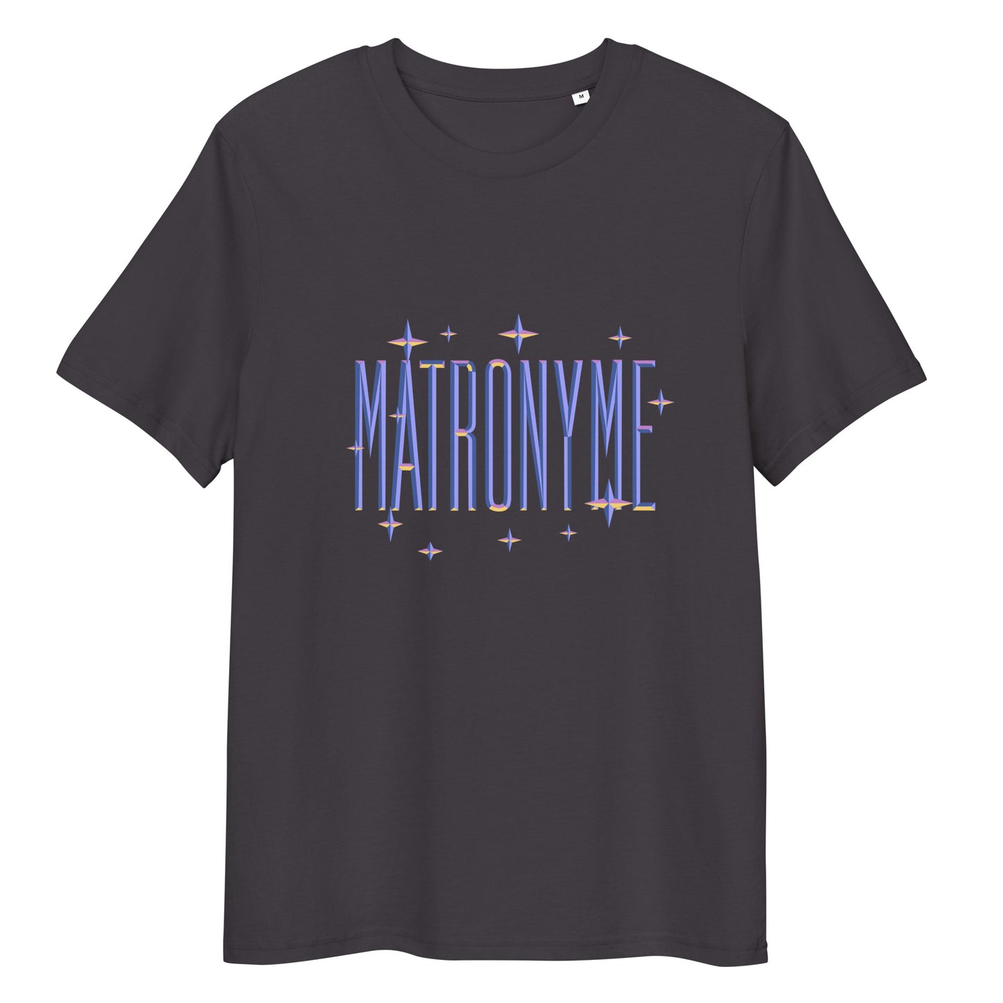 T-shirt "Matronyme" bleu anthracite – vue de face | Inès m.