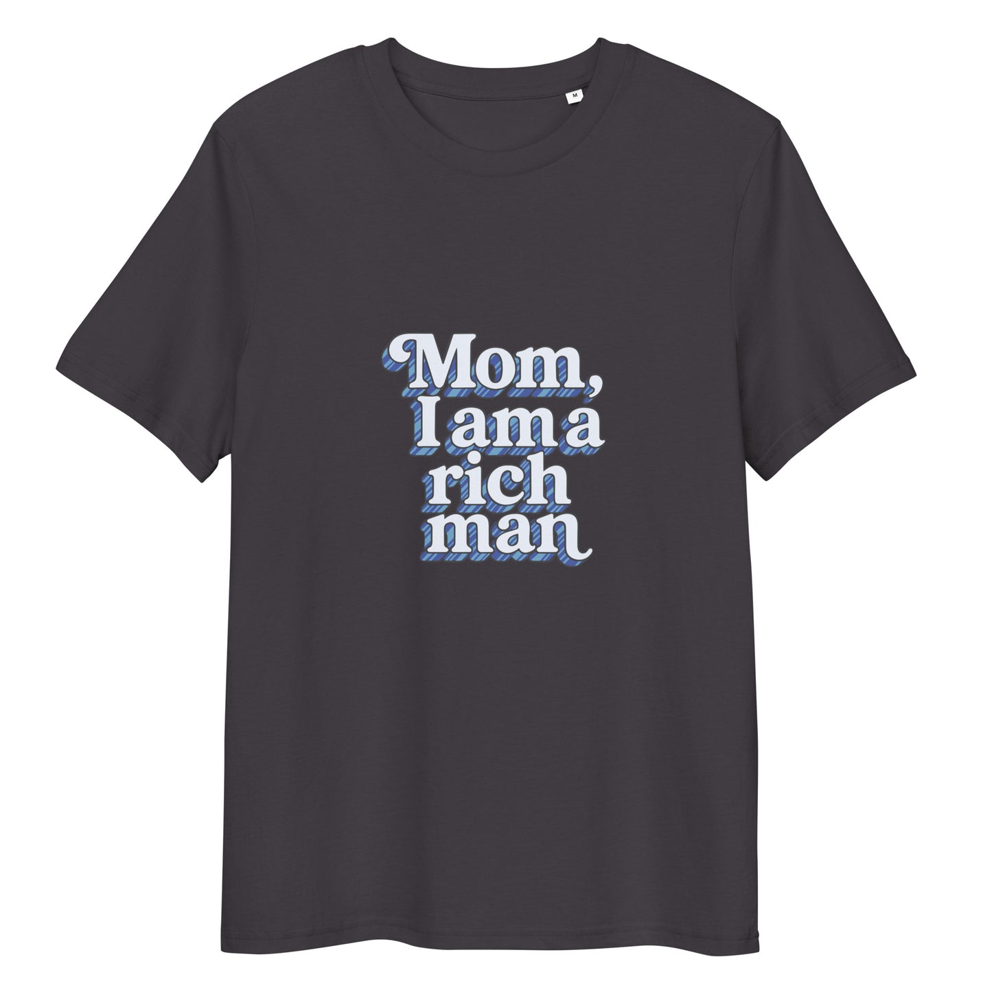 T-shirt "Mom, I'm a rich man" - bleu anthracite – vue de face | Inès m.