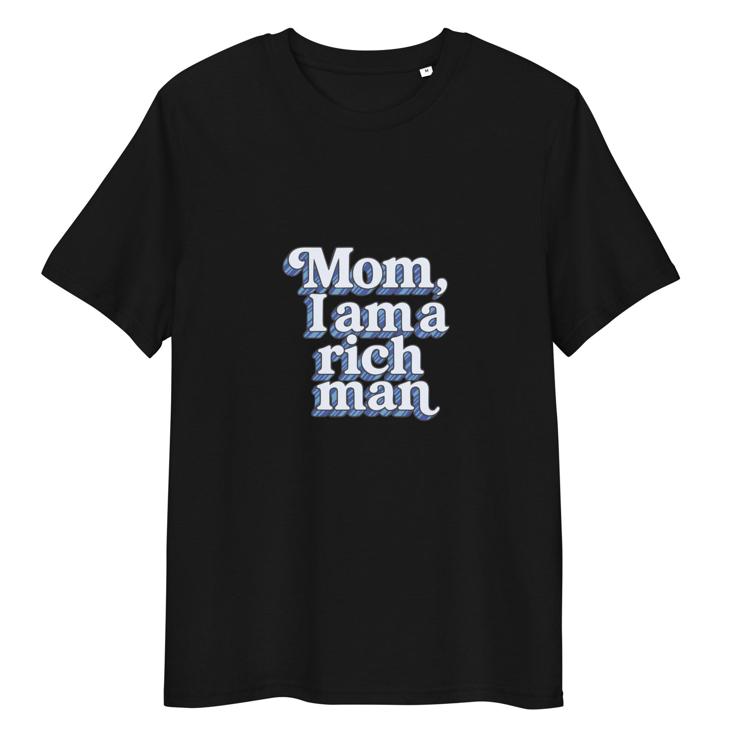 T-shirt "Mom, I'm a rich man" - bleu noir – vue de face | Inès m.