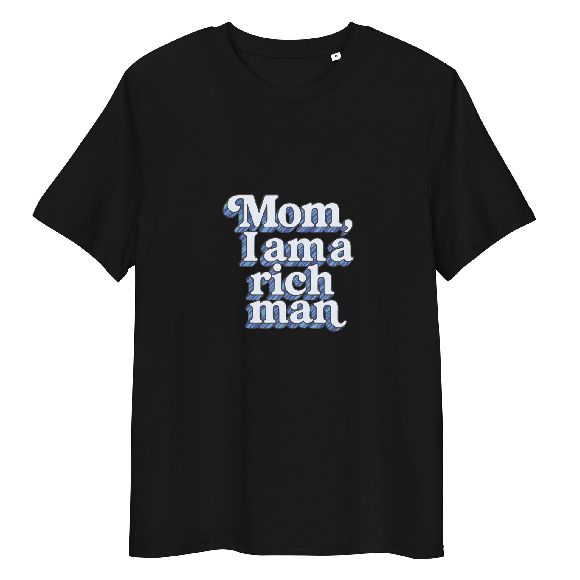 T-shirt "Mom, I'm a rich man" - bleu noir – vue de face | Inès m.