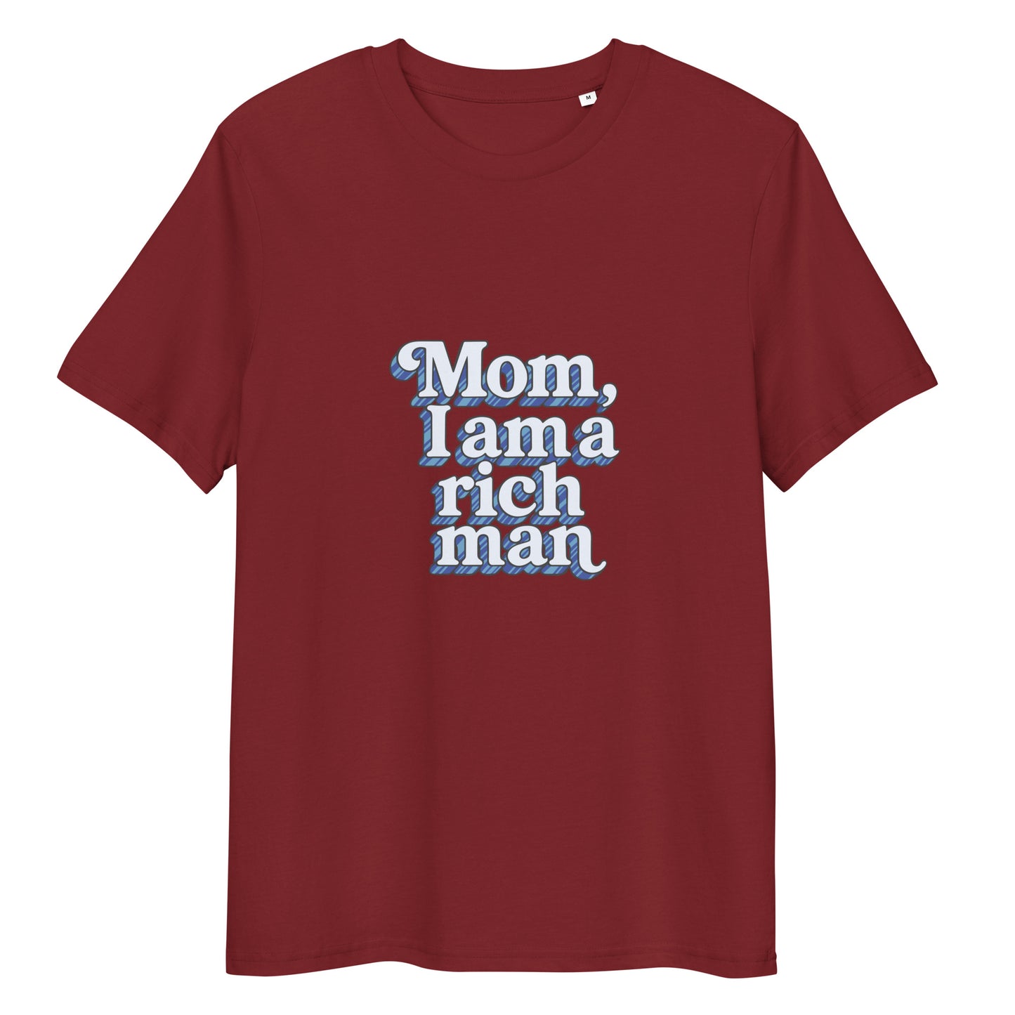 T-shirt "Mom, I'm a rich man" - bleu bordeaux – vue de face | Inès m.
