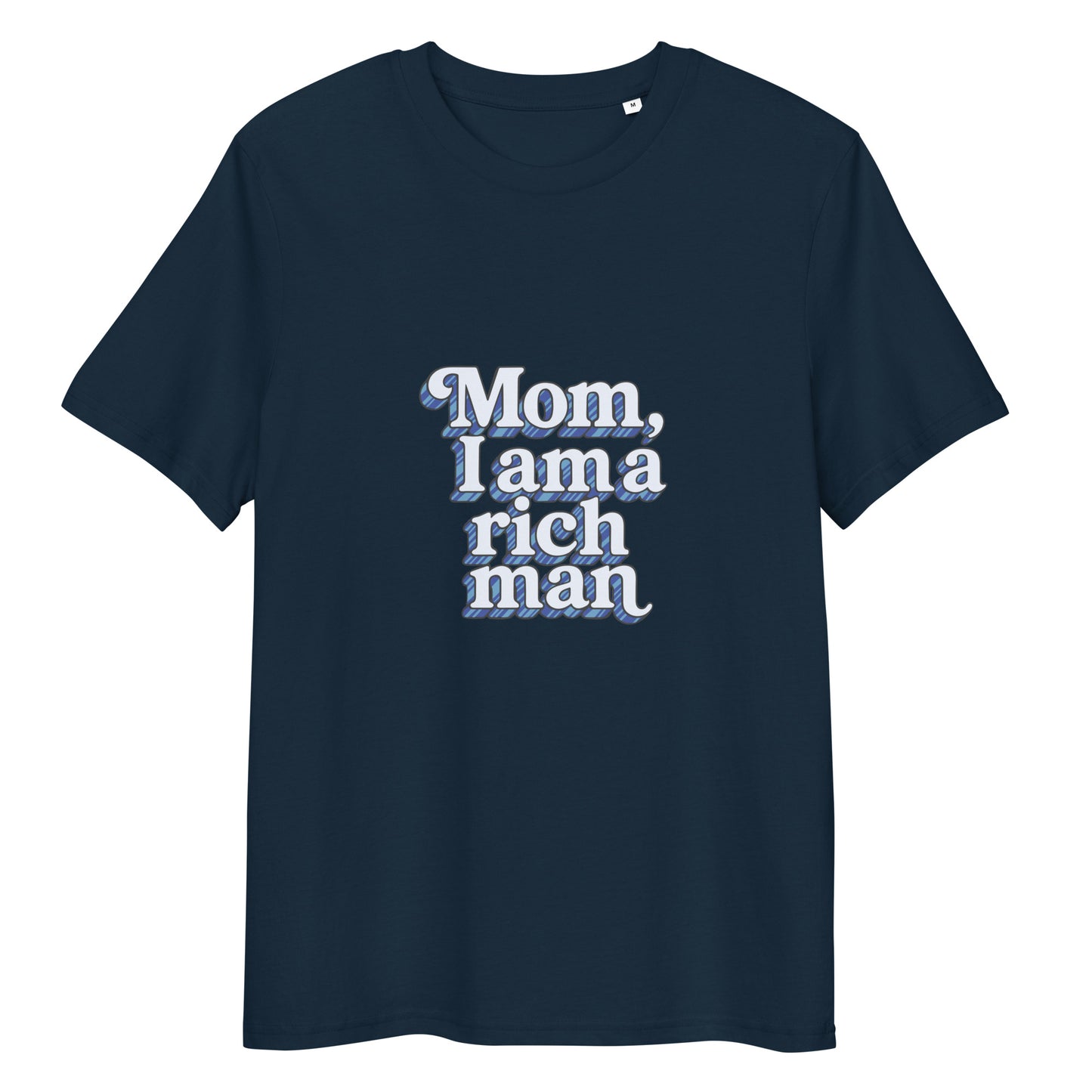 T-shirt "Mom, I'm a rich man" - bleu bleu marine – vue de face | Inès m.