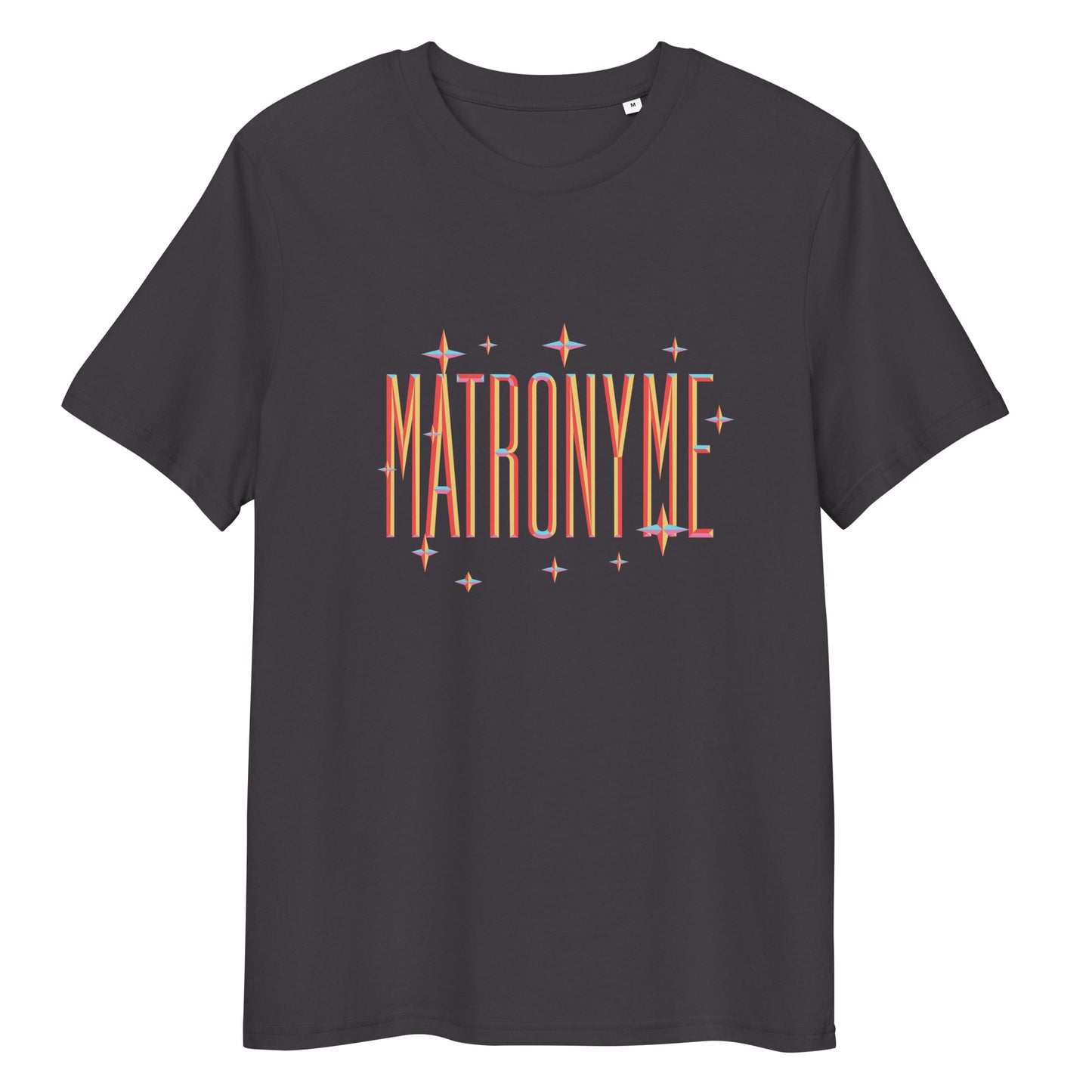 T-shirt "Matronyme" - Orange anthracite – vue de face | Inès m.