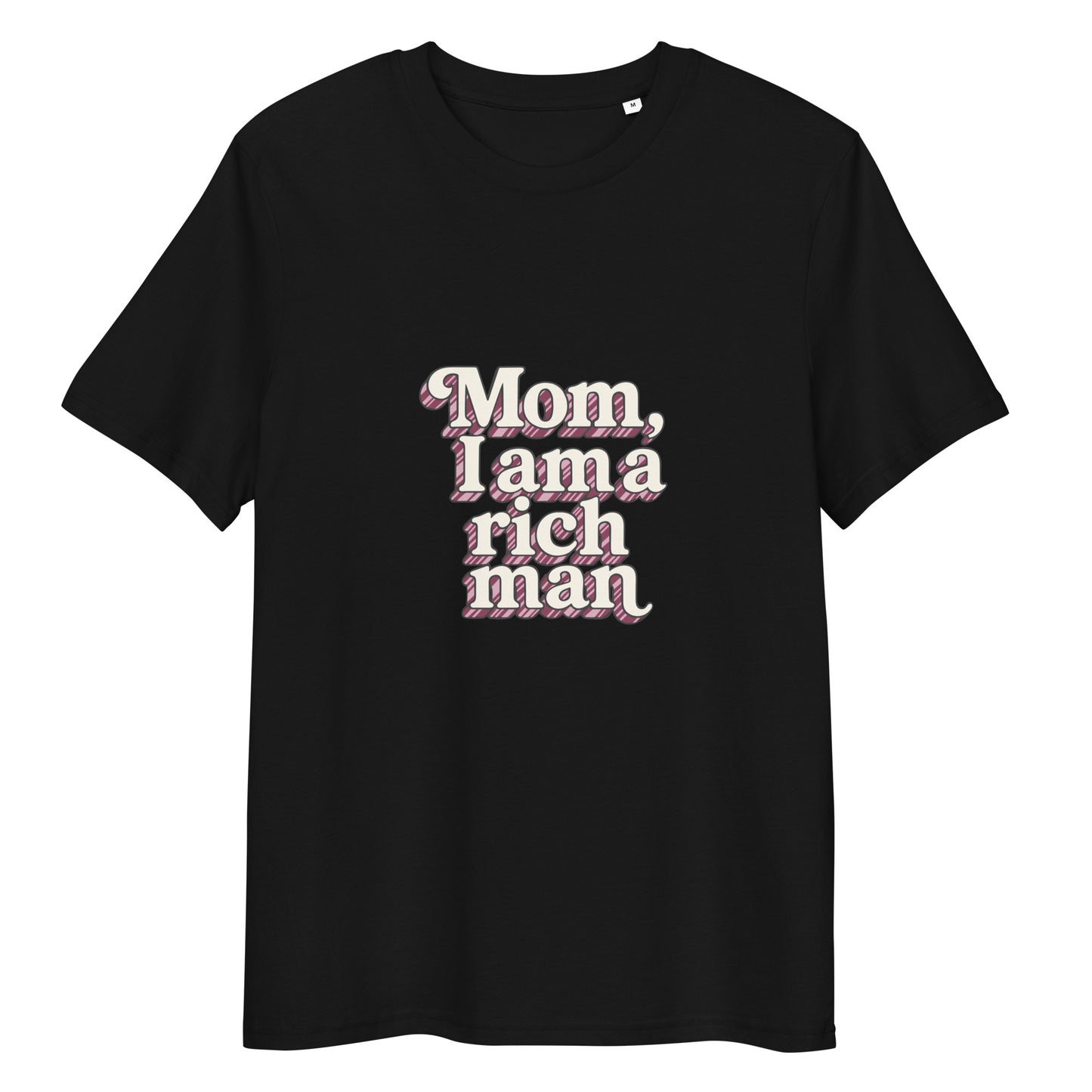T-shirt "Mom, I'm a rich man" noir – vue de face | Inès m.