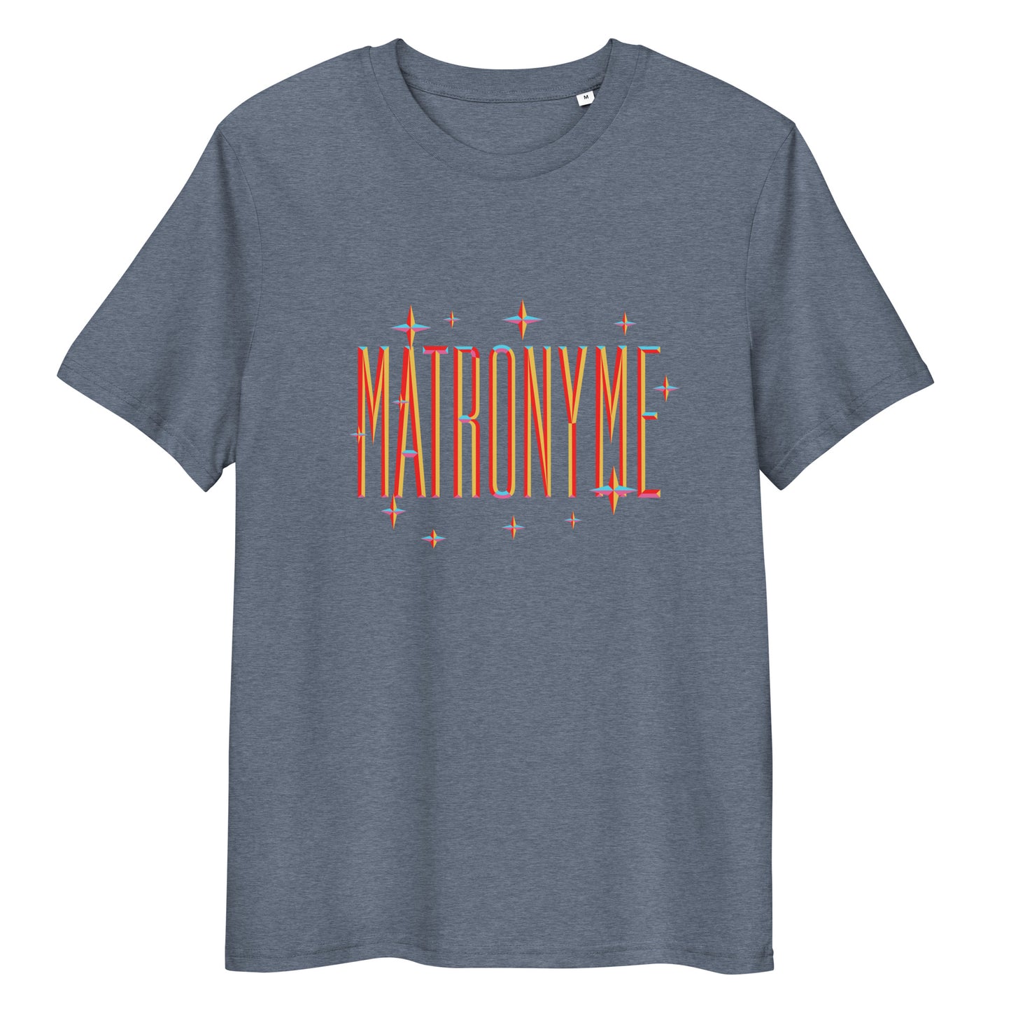 T-shirt "Matronyme" - Orange bleu chiné foncé – vue de face | Inès m.