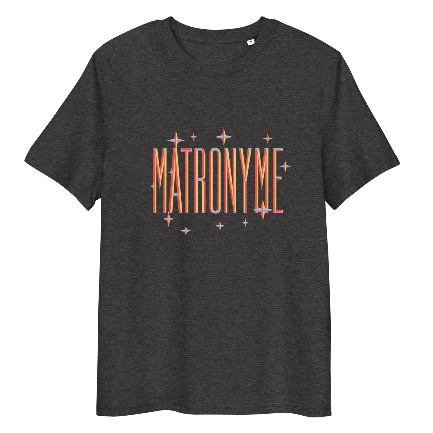 T-shirt "Matronyme" - Orange gris chiné – vue de face | Inès m.