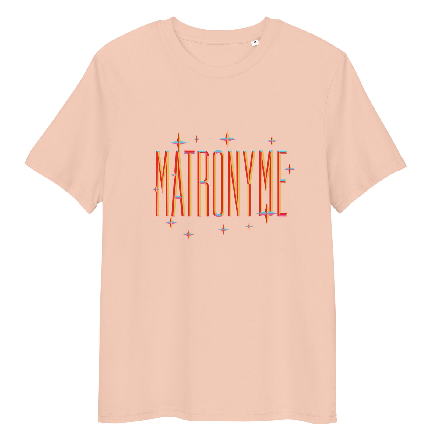 T-shirt "Matronyme" - Orange pêche – vue de face | Inès m.