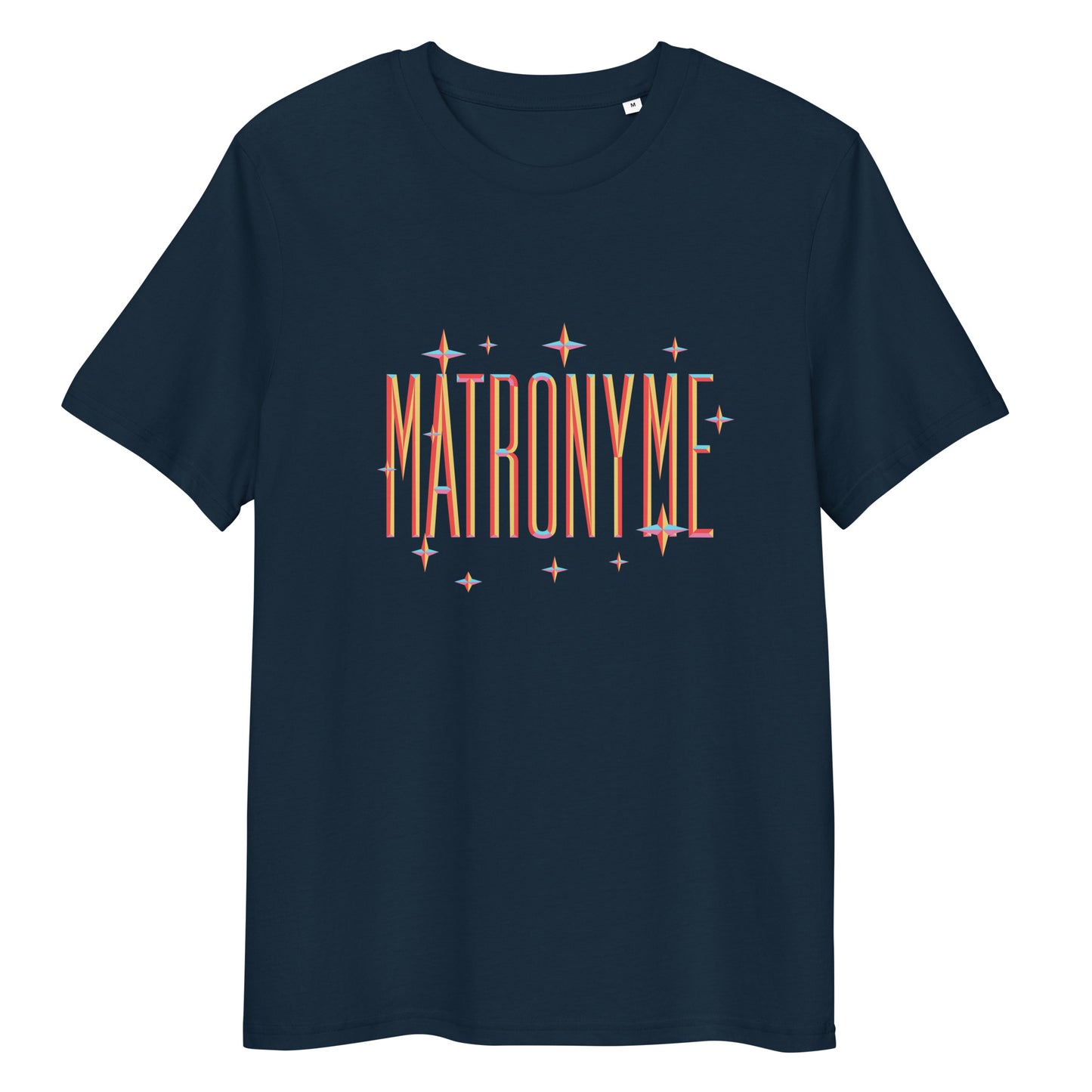 T-shirt "Matronyme" - Orange bleu marine – vue de face | Inès m.