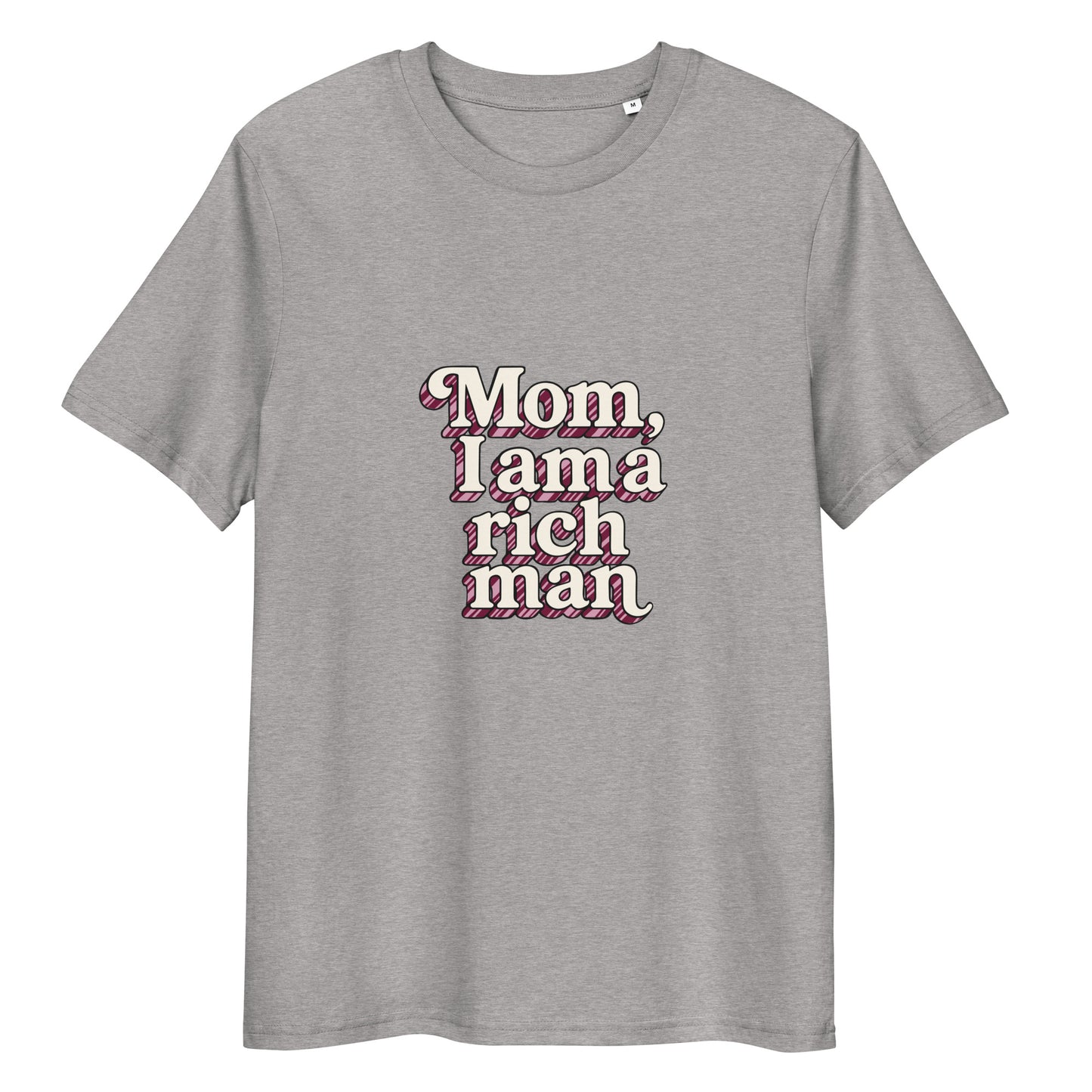 T-shirt "Mom, I'm a rich man" gris chiné – vue de face | Inès m.