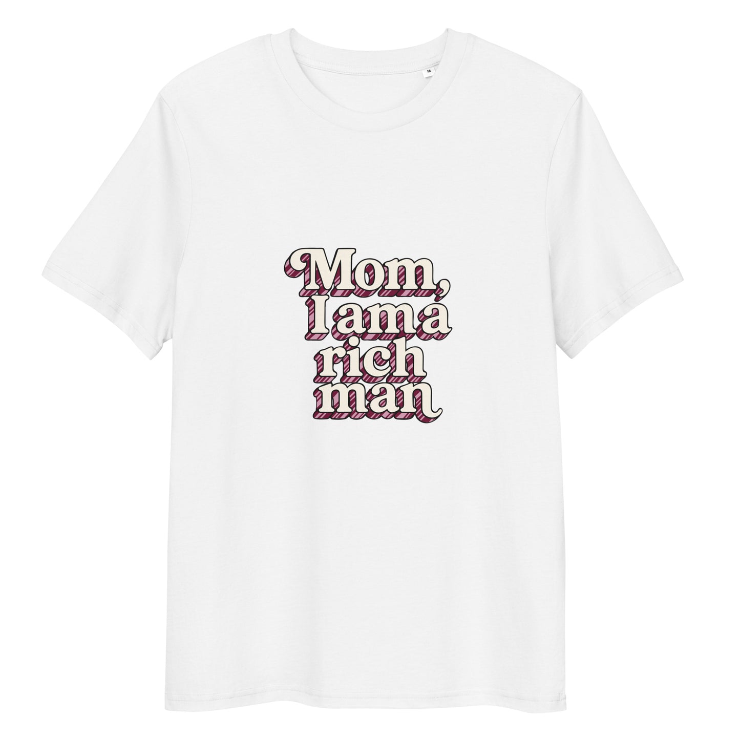 T-shirt "Mom, I'm a rich man" blanc – vue de face | Inès m.