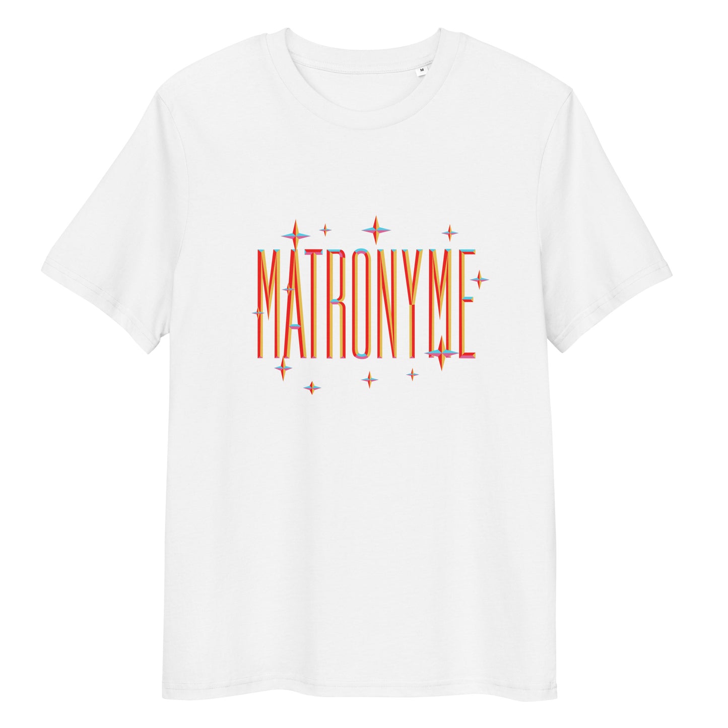 T-shirt "Matronyme" - Orange blanc – vue de face | Inès m.