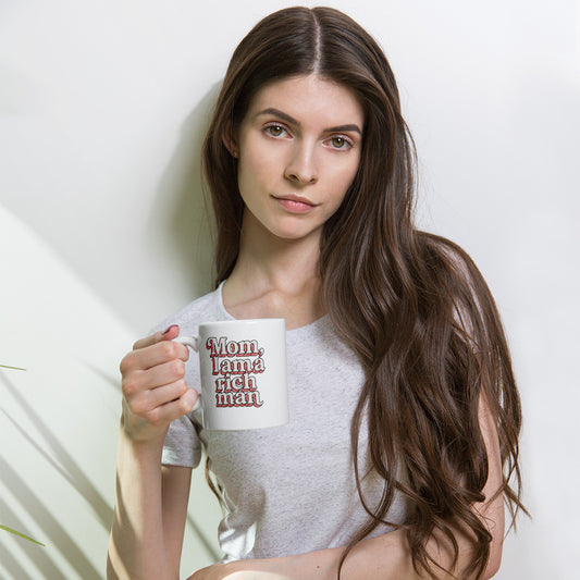 Mug « Mom, I'm a Rich Man » — Rouge blanc – vue de face | Inès m.